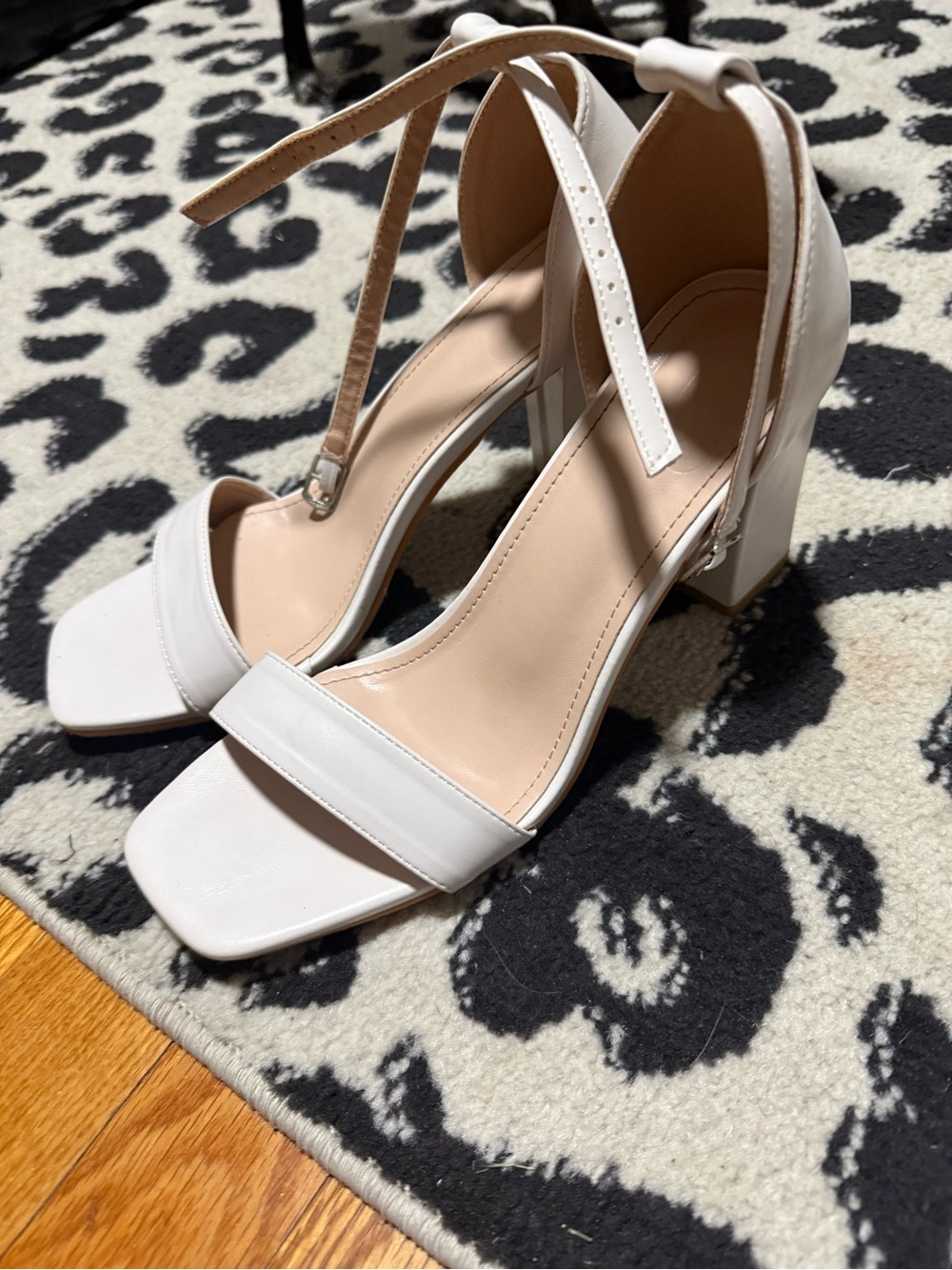 Women’s White Ankle-Strap Block Heels